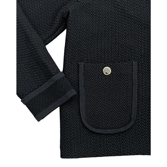 St. John Multiscale Textured Stretch Knit Collared Jacket Black XL Old Money - Picture 7 of 16